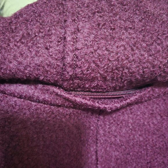 Liz Claiborne Women's Boucle Hooded Midweight Swing Coat Size XL Burgundy Wine - Picture 6 of 7